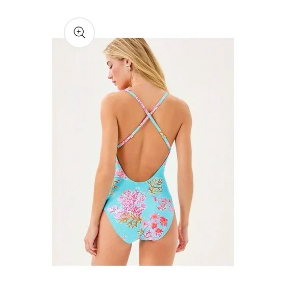 Lilly Pulitzer Ester One-Piece Swimsuit Womens 10 Multi Royal Coral NWT - Picture 5 of 8